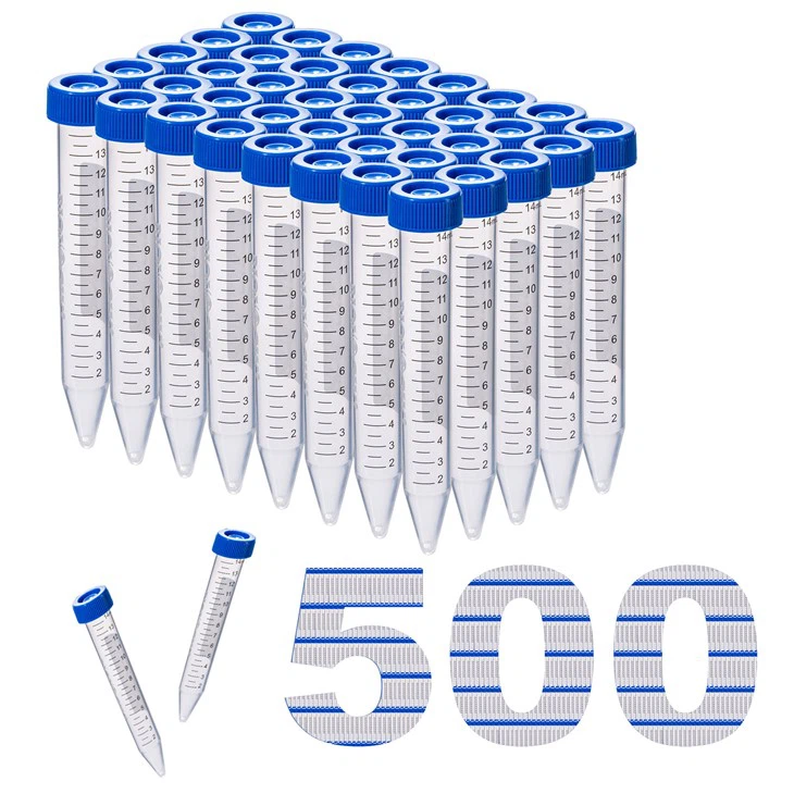 Tiwb Centrifuge Cap Seiliau Plug 50ml Ardal Ysgrifennu Graddio Awtomatig Chwistrellol Cronigol